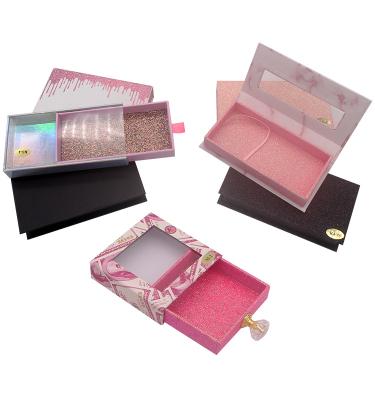 China Lightweight Wholesale Private Label Custom Your Own 25mm Black Pink Empty False Eyelash Packaging Box for sale