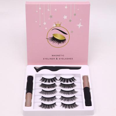 China Newcomer 5Pair long natural magnetic eyelashes 5 set two eyeliner for sale