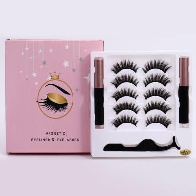 China Natural Factory Long Direct Waterproof Magnetic Eyeliner With 5 Pairs Eyelashes Kit 3D 10Mm for sale