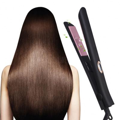 China 2021 LCD Temperature Display Professional Hair Salon Hair Salon LCD Display Double Voltage Ceramic Flat Iron Fast Styling Electric Hair Straightener PTC for sale