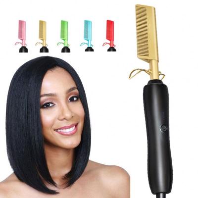 China 2020 New Home Style Salon + MINI Temple Comb Copper Electric Hot Comb Copper Color Electric Hair Straightener for sale