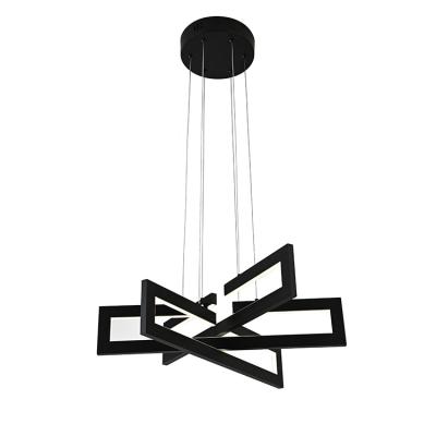 China #*New Minimalist Multi-rectangular LED Chandelier Lamp Plating Square Hook Hanging Lamp for sale