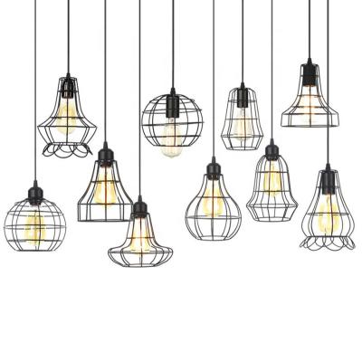 China HOTEL/HOME/SHOP/RESTAURANT/OFFICE metal living room pendant cage lighting fixtures new cheap black light fixture fittings modern iron metal led lamps for sale