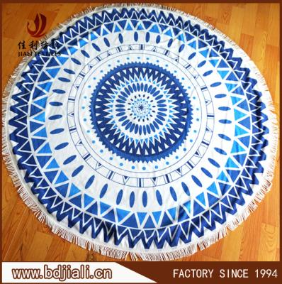 China 2020 QUICK DRY popular cotton round beach towel with 7 design, cotton travel towel with tassel for sale