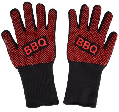 China High Temperature Resistance Heat Resistant 800 Degree Non-slip Abrasion Resistant Silicon BBQ Kitchen Gloves for sale