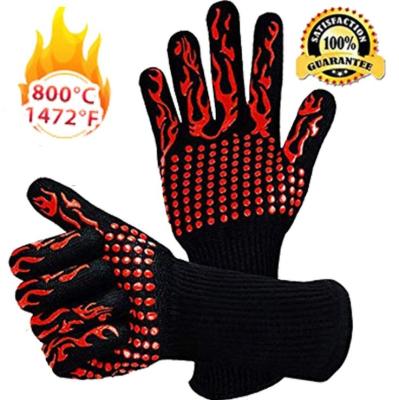 China Heat Resistant High Temperature BBQ Oven Silicone Flame Retardant Baking Gloves for sale