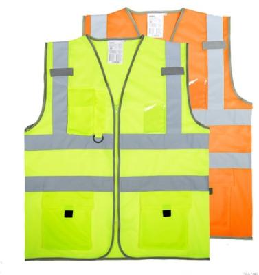 China Multi Pockets High Gloss Reflective Plus Size Workwear Evidence Safety Vest Breathable Comfortable Pavement Safety for sale