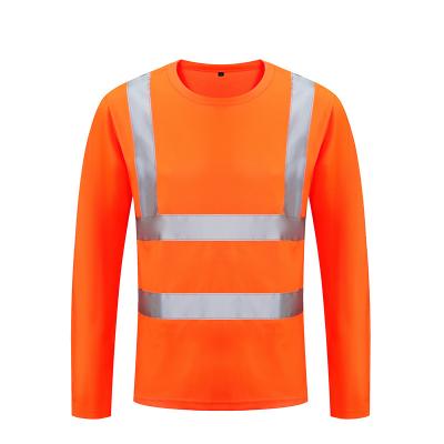 China Reflective Work Logo Printing Long Sleeve Construction T-shirts Reflective Quick Dry Reflective Shirt for sale