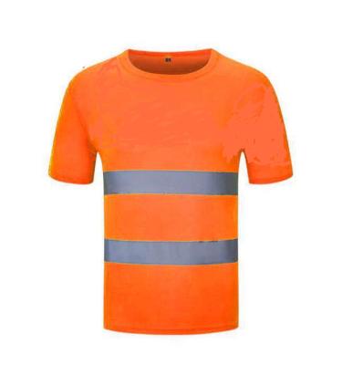 China Reflective T-shirts Orange Yellow Absorb Sweat Work Safety Shirts Quick Dry Reflective T-shirt for sale