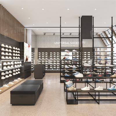 China Modern Fashion Modern Shoes Shop Interior Layout Decoration Design Customized Shoes Display Rack Counter For Shops for sale