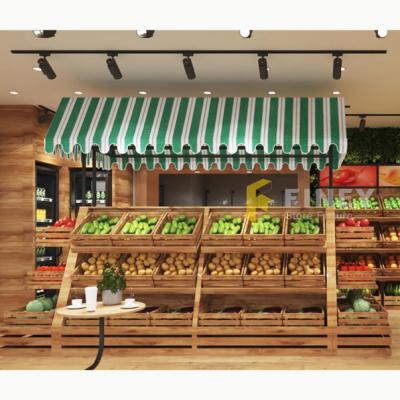 China Wooden Custom Modern Retail Plant Interior Store Layout Fruit Decoration Design for sale