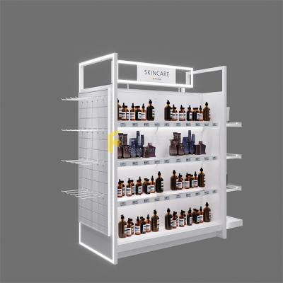 China Customized Factory Price Modern Makeup Store Wooden Paint Shop Counter Counter Shelves Cosmetics Displays for sale