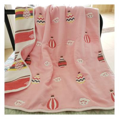 China Antibacterial Super Soft Cute Animals Style 100% Cotton Kniting Kids Baby Blankets for sale