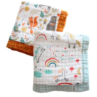 China Super Soft 100% Organic Cotton Quilted Antistatic Kids Baby Animal Printed Blanket for sale