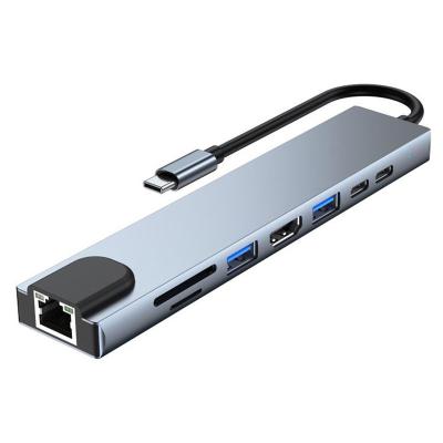 China Multiple USB-C Plugs Support Plug Type-C New USB-C Docking Station 8-in-1 Hub For Huawei Notebook for sale