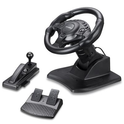 China Qoeme Hot OEM OEM Tilt Angle Game Adjustable Steering Wheel With Vibration Hand Brake 26cm Interactive Games And Brake Pedal for sale