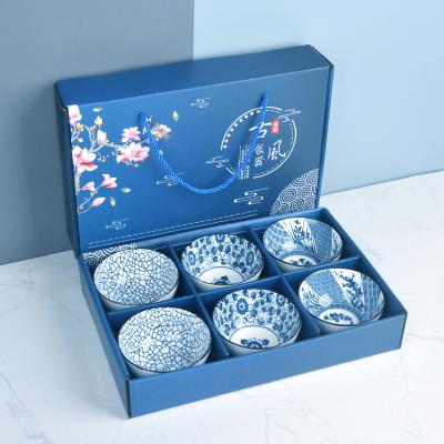 China Chinese Antique Ceramic Spoon Gift Box Chopsticks Dish Bowl Household Disposable Amazon Tableware Round Dinner Set for sale