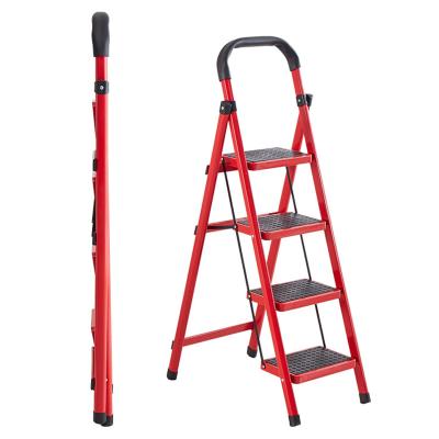 China Folding Ladders Thickened Folding 5 Step Steel Ladder Movable Portable Household Anti Slip Pipe Ladder Collapsible Ladder for sale