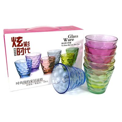 China Minimalist China Factory In Stock Wholesale Colored Water Glass Cup Six Piece Set Beer Tea Cups Set Clear Cups for sale