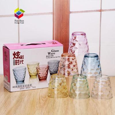 China CLASSIC Wholesale Household Bar Mugs Color Juice Beer Drinks Lead Free Glass Tea Cup Set 6pcs for sale