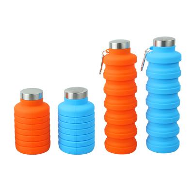 China Viable Portable Collapsible Silicone Water Bottle Travel Bike Tour Stainless Steel Cover Sealing And Leak Proof Jug for sale