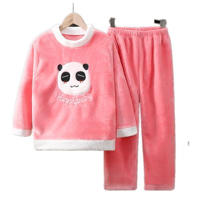 China Wholesale Winter Warm Children's Flannel Pajamas Cartoon Animal Breathable Children's Long Sleeve Pajama Sets for sale