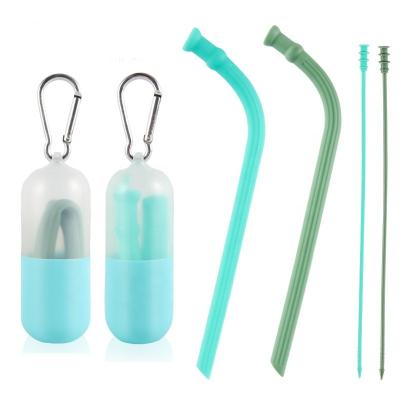 China Eco-Friendly|Folding|Resin 2021 High Quality Amazon Seller Degradable Topper Reusable Silicone Biodegradable Reusable Drinking Straw Case Set for sale