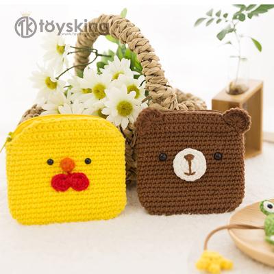 China Japan Vintage Crochet Children Manually Change Pocket Key Chain Small Coin Purse With Zipper for sale