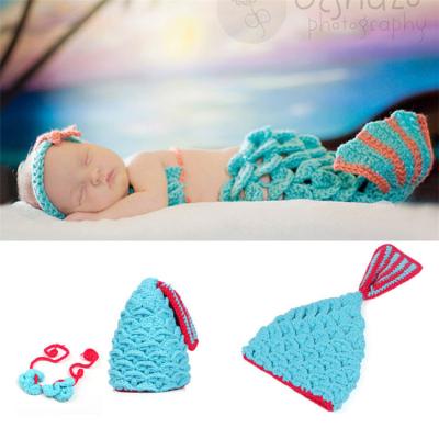 China TK Baby Mermaid Christmas Hat Knitting Newborn Photography Props Stripes Crochet Baby Hats Props for Photography TK-Crochet for sale