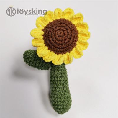 China ToysKing Sound Rattle Baby Lighting Educational Super Soft Sunflower Rattles Babies Crochet Amigurumi Toy for sale