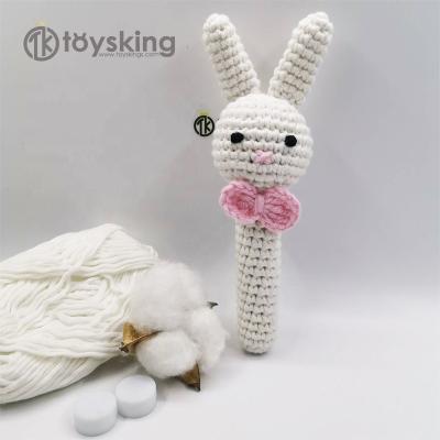 China Handmade Amigurumi Inflatable Toy 100% Cotton Crocheted Bunny Toys with Sound Rattle, Hand Yarn Knitting Infant Baby Sound Toy for sale