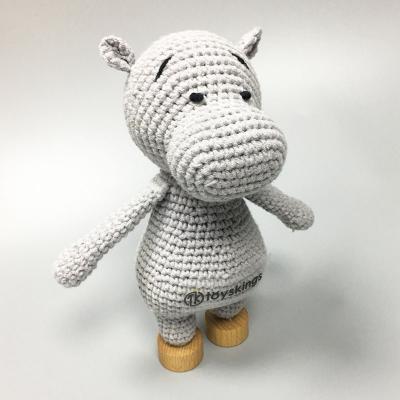 China Crochet Factory Custom Baby Sleeping Stuffed Cuddle Newborn Knitted Plush Kawaii Amigurumi Animal Toy Hippo for sale