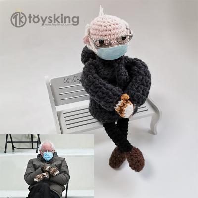 China ToysKing 100% Plush Manual Crochet Yarn Knit Bernie Sanders Mitterns Sitting Doll From China Amigurumi Factory For Wholesale for sale