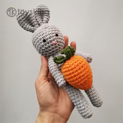 China Baby Gifts ToysKing Baby Gift Set Easter Handmade Yarn Knitted Bunny Toys Amigurumi Stuffed Sleeping Bunny With Carrot Crochet Gifts for sale