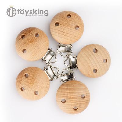 China 3cm Beech Wood Series Pacifier Clip 3cm Wooden Molar Pacifier Clip Teether Accessory Clip For Baby for sale