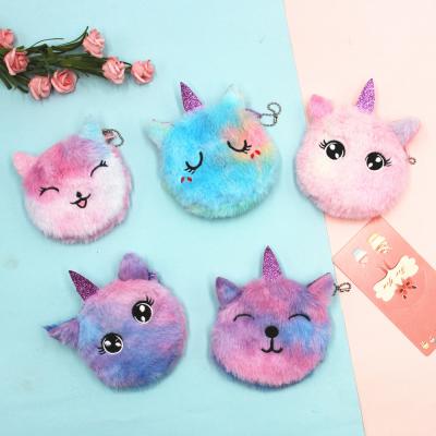 China Hot Selling Creative Kawaii TK Unicorn Cartoon Coin Purse Children's Cute Plush Coin Purse With Key Chain For Wholesale for sale