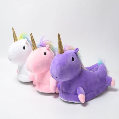 China Hot Girl's Amazon Fur Indoor Soft Stuffed Sale Winter Unicorn Slippers Warmly for sale