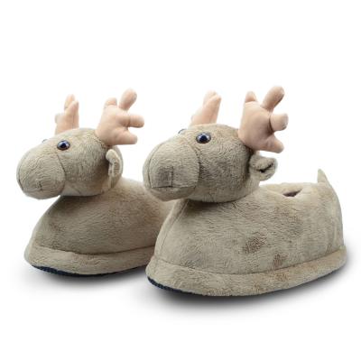 China Plush Cotton Cartoon Adult Christmas Slippers Deer Unique Warm Soft Indoor Slippers Xmas Fur Elf Plush Toy Winter Indoor Slippers for sale