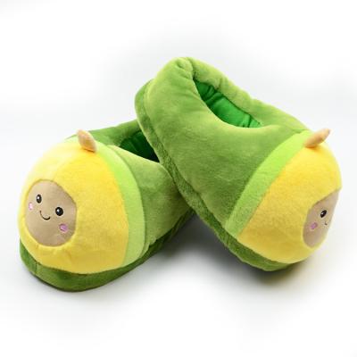 China New Arrival Cartoon Avocado Fur Indoor Cute Plush Slipper Fluffy Plush Toy Fruit Slippers Winter for sale