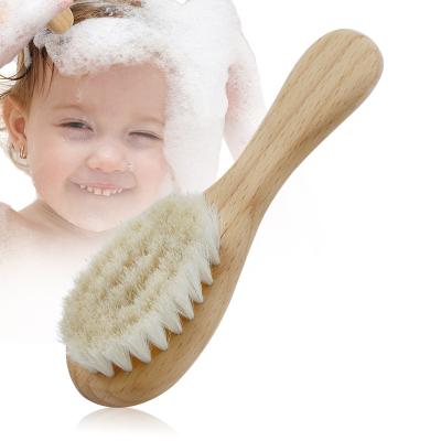 China 100% Wooden Baby Gifts TK Nature Beech Baby Cleaning Brush Goat Hair Wool Baby Brush For Gift Set for sale