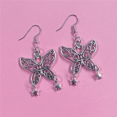 China New fashion BOHEMIA bohemian simple butterfly earrings jewelry with antique silver metal star drop earrings for women for sale