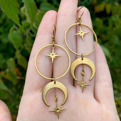 China Trendy Crescent BOHEMIA jewelry earrings women new fashion moon star boho earrings big western celestial circle earrings wholesale for sale