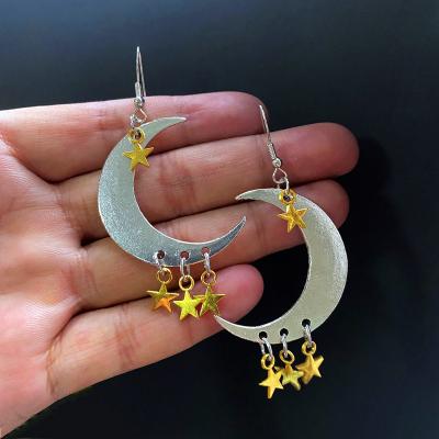 China Western Hot Selling Celestial Boho Star Earrings Tassel Crescent Pendant Moon Star Celestial Earrings For Women for sale