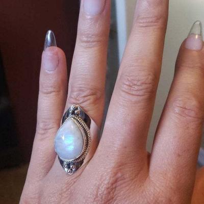 China New Fashion Vintage Retro Jewelry Personality Moonstone Ring Mysterious Punk Rings For Men And Women for sale