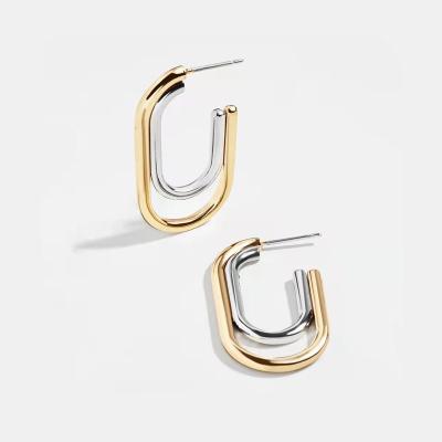 China Simple French Classic Oval U Shaped Earring Metal Circle Stud Earrings Women Simple Fashion French CLASSIQUE for sale