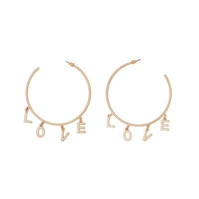 China Fashion CLASSIC Simple Circle Earrings Metal Ins English Letters LOVE Earrings For Women for sale