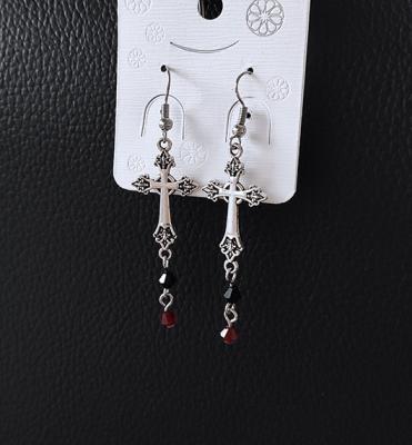 China New Gothic Revival Viking Dark Classic Victorian Cross Jewelry Drop Dangle Earrings For Women And Men for sale