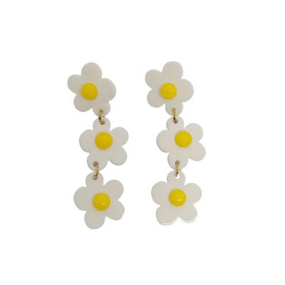 China BOHEMIA Popular Acrylic Flower Earrings Long Flower Yellow Fashion Women's Earrings for sale