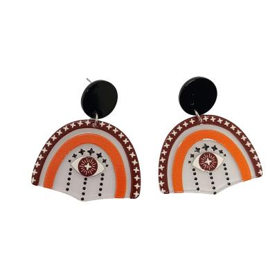 China New Design BOHEMIA Acrylic Wave Point Eyes Resin Earrings With Retro Printing Patterns Geometry Earrings For Women for sale