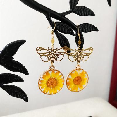 China FashionJewelry BOHEMIA Boho Jewelry Moon Factory Earrings Sunflower Dragonfly Butterfly Handmade Drop Resin Dangle Earrings For Women for sale